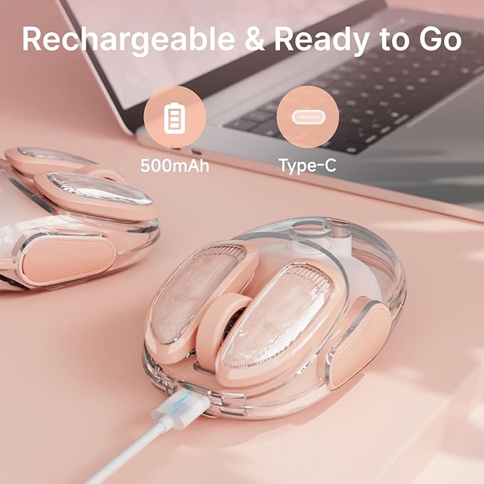 EWEADN Q9 Wireless Clear Mouse Dual Mode Bluetooth &amp 2.4G USB Computer Mouse with RGB Lighting Silent Clicks Multi-Device Compatibility for Laptop PC MacBook iPad Cute Mouses-Gradient