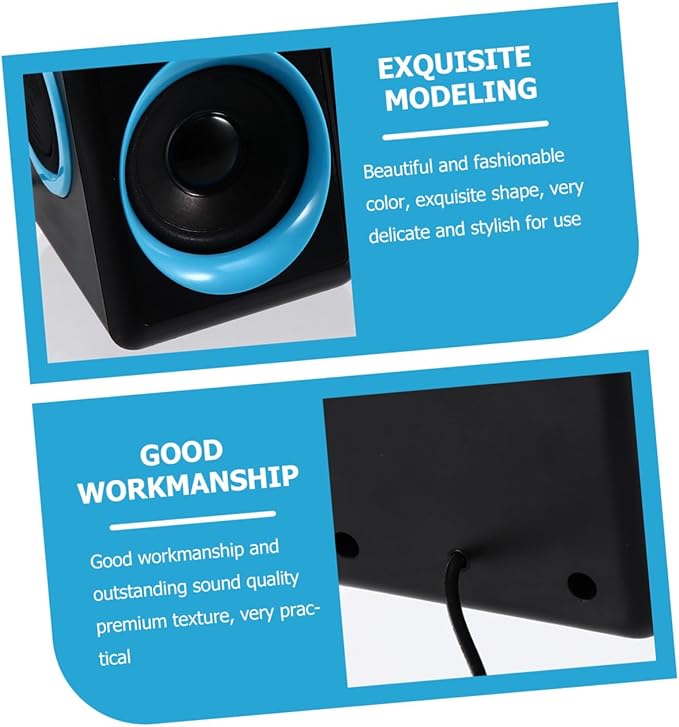 Mini USB 2.0 Computer Speakers for Notebook and Desktop Compact Surround Sound Loudspeaker Box Home and Office Multimedia Speaker with Dc5v Power