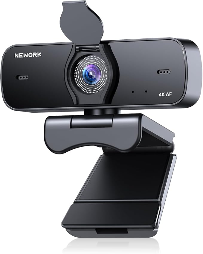 4K Webcam for PC with Stable Auto Focus Smooth Video 2 Noise-Cancelling Microphones USB Plug &amp Play Ideal for Online Teaching Meetings and Remote Communication