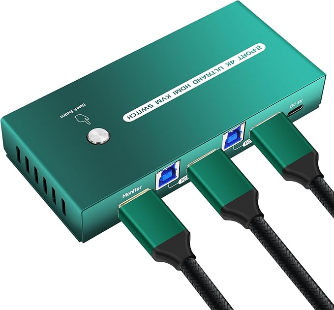 Kvm Switch 4 Monitors 2 Computers Displayport HDMI 4K 240Hz Hotkey Switching kvm Switches 4 Monitors 1440P 144Hz 165Hz 240hz Qual Monitor Switch displayport HDMI FreeSync G-SYNC (1 Monitor 2 PC)