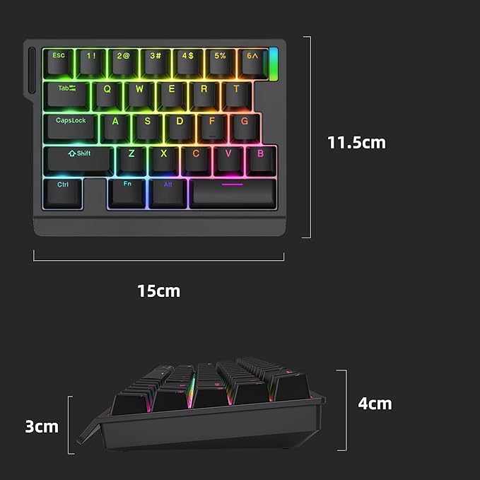 HE30 Rapid Trigger Gaming KeyboardOne-Handed Magnetic Switch Hall Effect RGB HotSwap Custom Mechanical Keyboard Adjustable Actuation8kHz Hyper Polling Rate Mini Macro Gasket Keypad (Black)