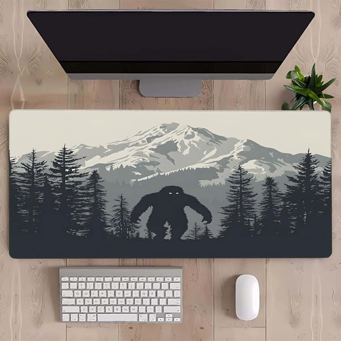 Large Bigfoot Forest Mountain Mouse Mat Computer Mousepad with Non-Slip Rubber Base Waterproof Mouse Pad Desktop Keyboard Pad for GamerHome School Laptop Office Accessories16x35.5in