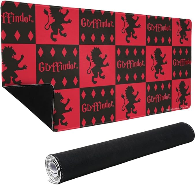 Harry Potter Gryffindor Pattern Large Gaming Mouse Pad Desk Mat with Stitched Edges Non-Slip Base for Gamer Home and Office 31.5 x 15.7