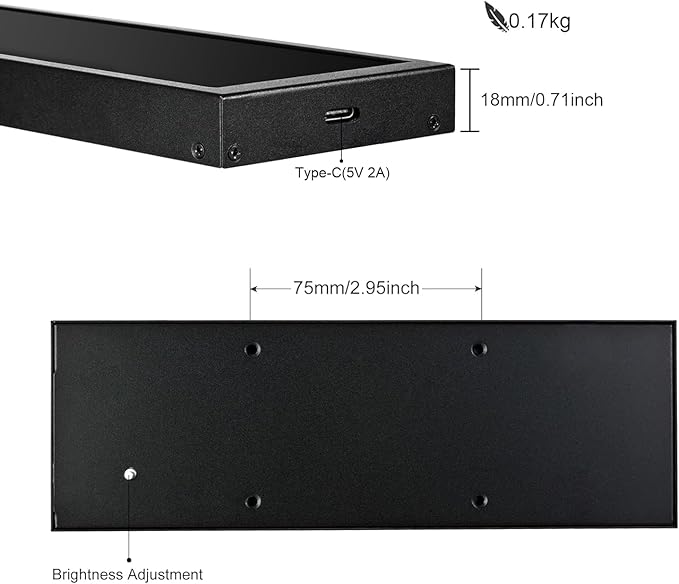 7.84 Inch Mini Monitor One-Cable Connection(No HDMI Needed) HD IPS 1280x400 Secondary Screen Stretched Bar LCD Display Aida64 CPU GPU Speed Temperature Monitoring for Windows 10/11 Only