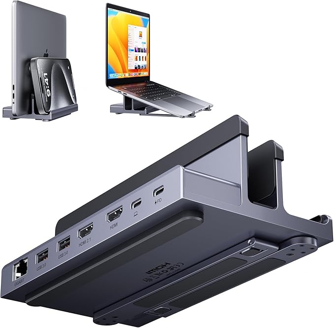 Laptop Docking Station Stand Dual 4K: QUUGE USB C Docking Station Dual Monitor for Laptop 2 HDMI (Windows Single 4K@120Hz) 2 USB3.0 Ports 100W PD RJ45 Ethernet Universal Laptop Stand USB C Dock