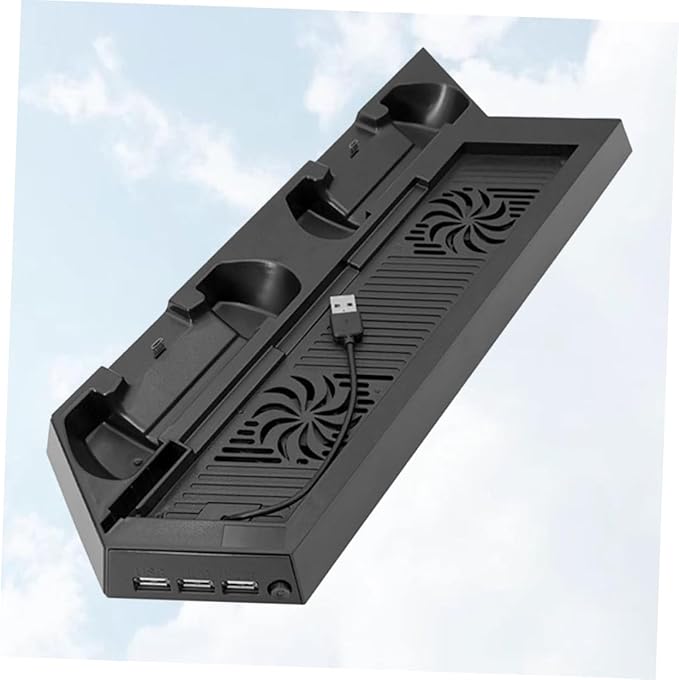 HOMSFOU Multifunctional Cooling Fan Cradle Base Display Holder USB Hub and Dual Charging Ports Compatible Stand for Efficient Temperature Control and Space Saving Design