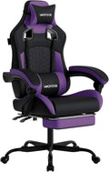 Gaming Chair with MassageErgonomic PC Gaming Chair with Footrest Comfortable Headrest and Lumbar SupportHigh Back Game Chair PVC Leather300LBS (BlackPurple)