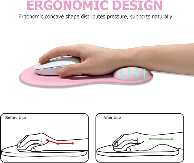 Gel Mouse Pad with Wrist Rest Ergonomic Office Keyboard Wrist Rest and Mousepad with Wrist Support Computer Mouse Pad with Non-Slip PU Base and Desk Accessories Mat for Laptop &amp Home &amp Gamin