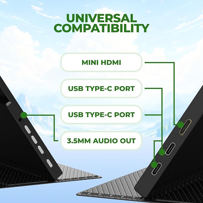 AOC 16T20 Portable Monitor 15.6 FHD 1080p IPS Display USB-C x2 Mini HDMI Built-in Speakers Travel Monitor with Smart Cover Compatible with Laptops MacBook Gaming Console Ready