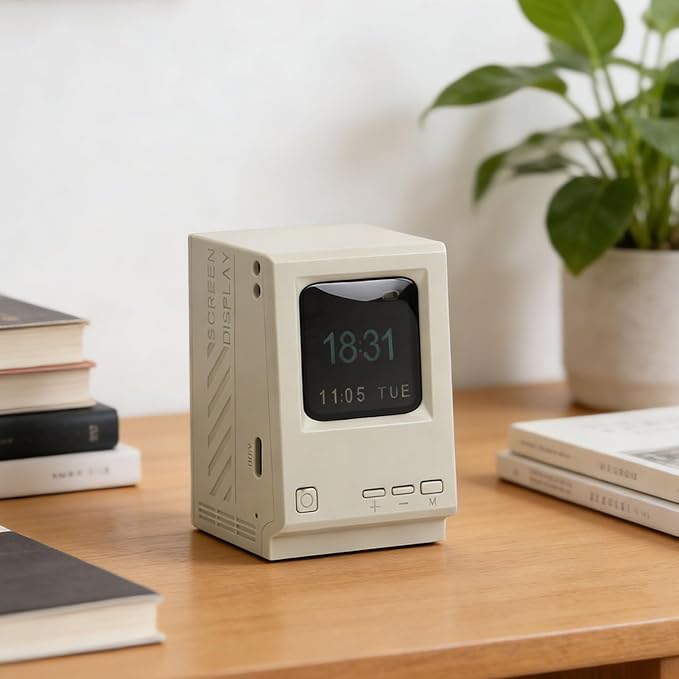 Yosoo Retro Computer Speaker Clock Portable Mini Speaker with USB Charging and Digital Clock Display for Desktop and Outdoor Use
