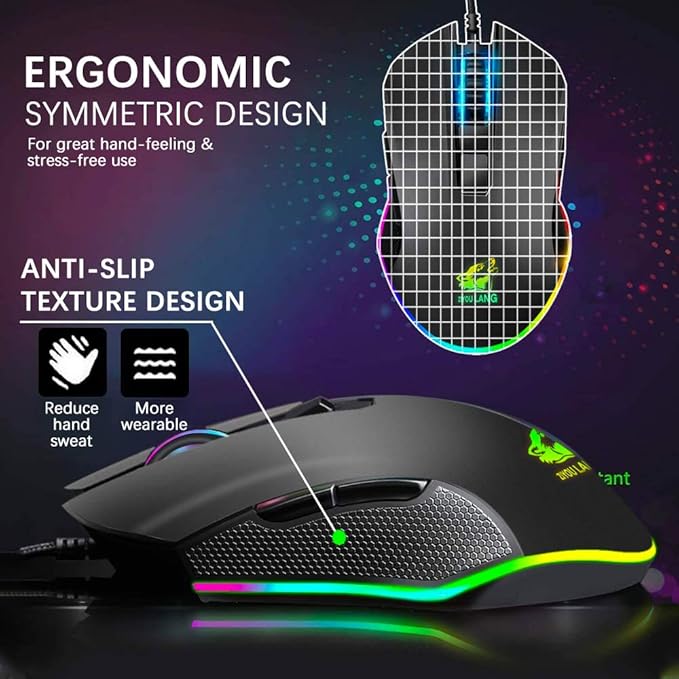 Gaming Keyboard and Mouse Combo Wired 39 Keys Mechanical Feeling Rainbow LED Backlit Keyboard and RGB Gaming Mouse and LED Backlit Converter Compatible with PS4/Xbox One/Nintendo Switch/PS3 /PC