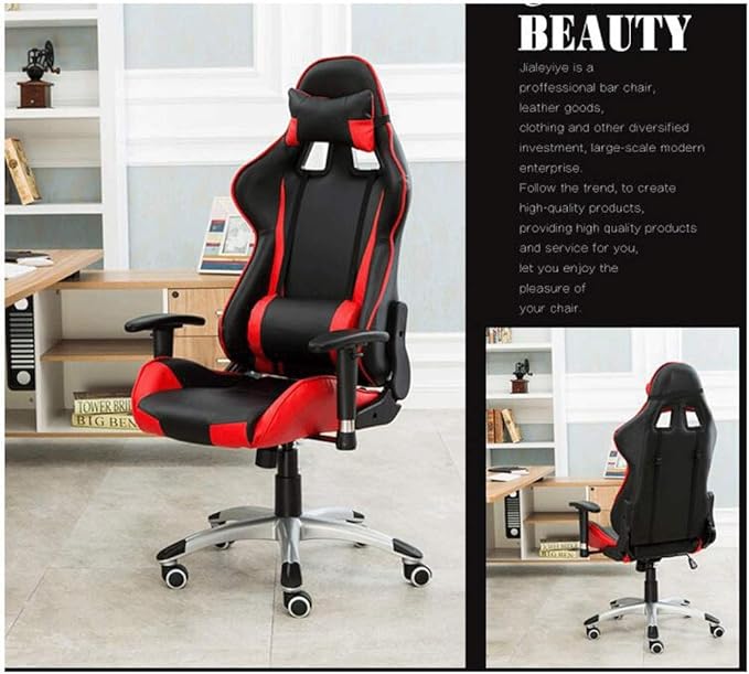 YYDS Chair Racing Style Gaming Chair Executive Ergonomic Swivel Chair with Headrest and Lumbar Pillow Lifting Handrail Esports Chair Ergonomically (Color : Red Size : Steel feet)