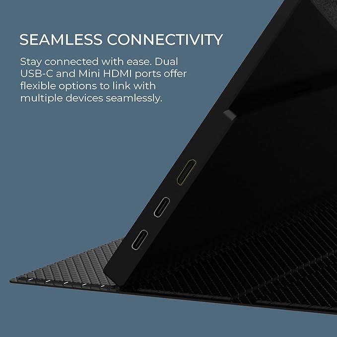 AOC 16T10 Portable Monitor 15.6 Inch FHD 1920x1080 IPS Panel USB Type C x2Mini HDMI x1 Smart Cover Included (Renewed)