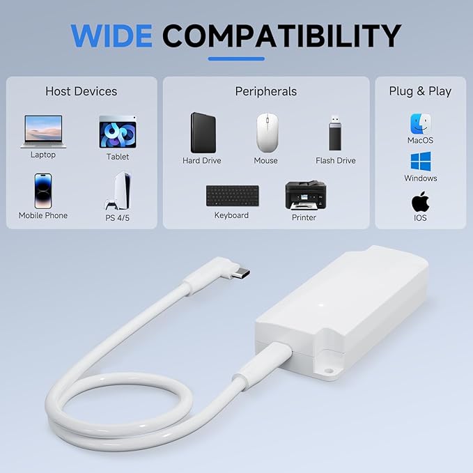 Gigabit PoE to USB C Converter for Smart Phone/Tablet USB-C to Ethernet Adapter with 10W Charging Power &amp Data 2-in-1 RJ45 Port to Type-C Adapter 10/100/1000Mbps High Speed Plug &amp PlayIEEE