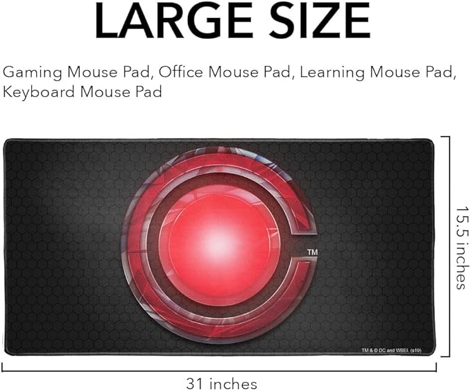 Justice League Movie Cyborg Logo Large Gaming Mouse Pad Desk Mat with Stitched Edges Non-Slip Base for Gamer Home and Office 31.5 x 15.7