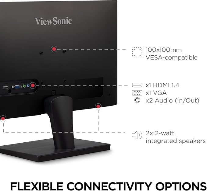 ViewSonic VS2447M 24 Inch 1080p Monitor with 100Hz FreeSync Thin Bezels Eye Care HDMI VGA Inputs for Home and Office