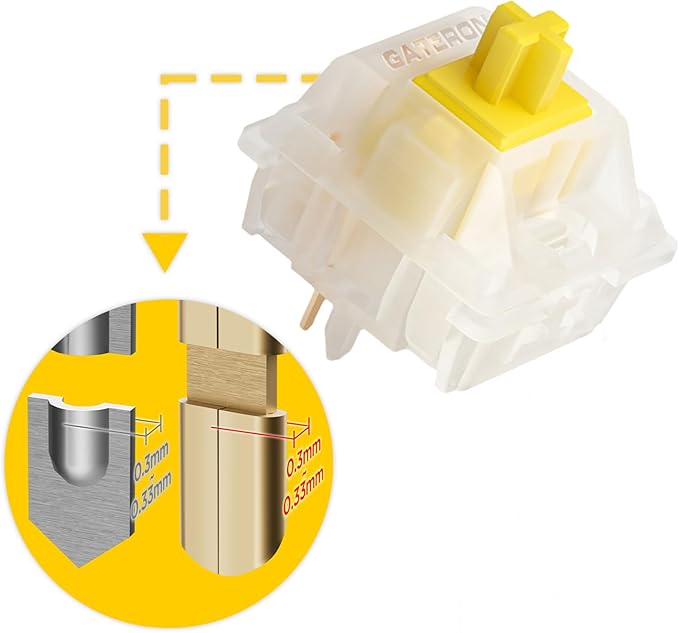 GATERON Milky Yellow Pro V2 Pre-lubed 5 Pin 50gf LED RGB Linear Switches for MX Mechanical Keyboard (110 Pcs Milky Yellow Pro V2)