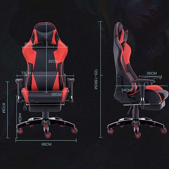 Gaming Chair with Footrest Swivel Chair with Ottoman Height Adjustment Headrest and Lumbar Support E-Sports Swivel Chair