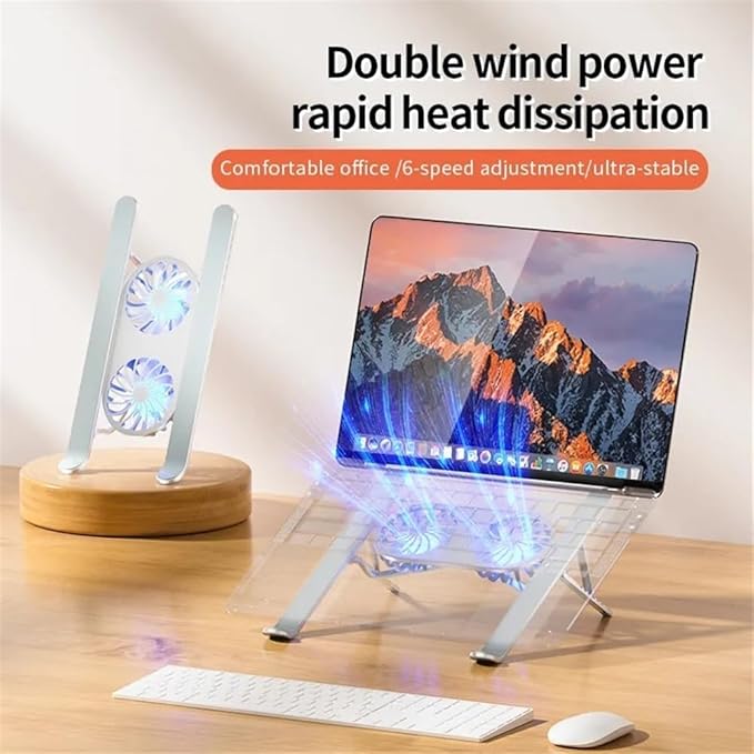 Laptop Stand Laptop Cooler Base Stand Dual Fan Foldable Laptop Cooling Pad Aluminum Portable Bracket Laptop Mount(Gris)