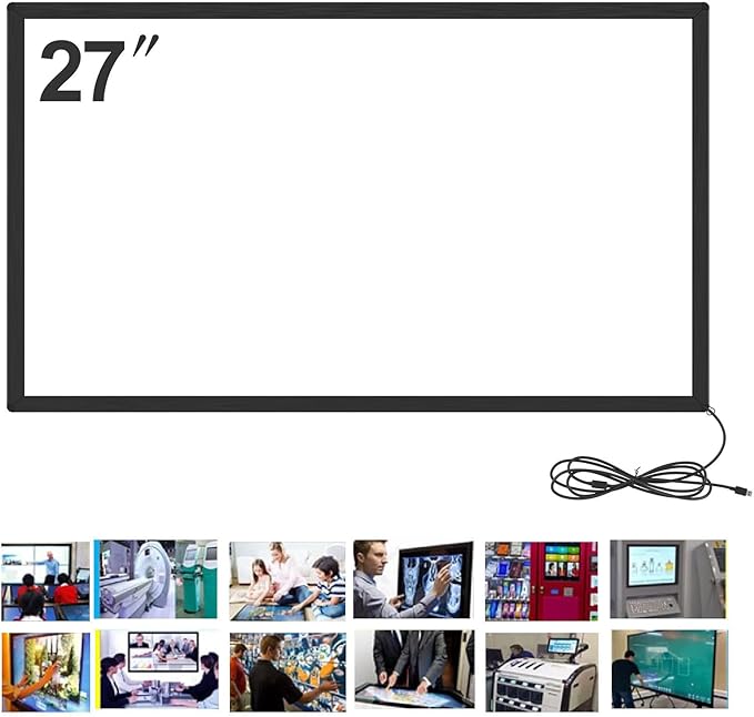 Bewinner Infrared Touch Frame Interactive IR Touch Overlay Panel for Education Digital Signage with USB InterfaceAluminum Alloy Touch Screen Overlay (27 inch)