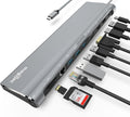 USB C Docking Station Dual Monitor 12 in 1 Laptop Docking Station 3 Monitor 4K Display with HDMI DP VGA USB 3.0 100w PD 1000Mbps LAN TF/SD Audio USB C Dock Compatible with Windows Laptop