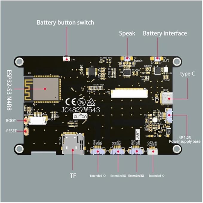 ESP32-S3 8M PSRAM 4M Flash 4.3-inch IPS 480 * 272 LCD Display Module with WiFi and Bluetooth Compatible for Auduino/Micropython/ESP(IPS Capacitive Touch)