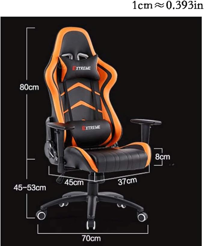 YYDS Chair Racing Style Gaming Chair Executive Ergonomic Swivel Chair with Headrest and Lumbar Pillow Lifting Handrail Esports Chair Ergonomically (Color : Orange Size : Steel feet)