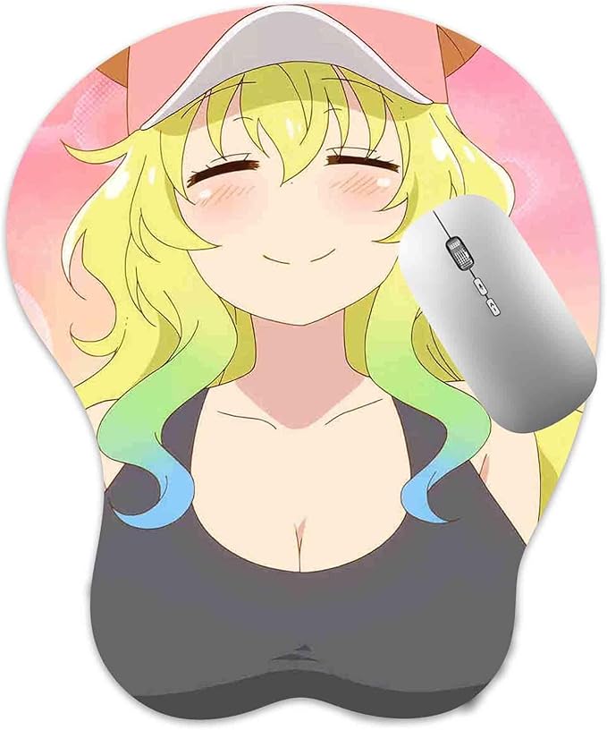 3D Mouse Pad Oppai Mousepad with Soft Gel Wrist Rest Anime Manga Gaming Boob pad Anti-Slip Mouse Mat （luco 2）