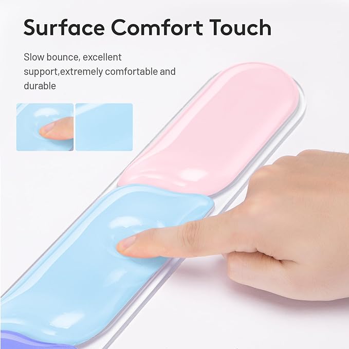 Upgrade Wrist Rest for Keyboard and Mouse Ergonomic Gel Keyboard Wrist Rest Support Set Easy Typing Pain Relief Mousepad for Office Gaming Purple Blue Pink