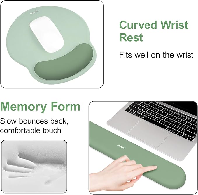 MOSISO Wrist Rest for Keyboard Mouse Pad Set Large Gaming Deskpad&ampCircle Curved Mousepad&ampKeyboard Wrist Rest&ampCoaster Ergonomic Non-Slip Mousepad&ampEasy Typing Pad with Silicone Lining