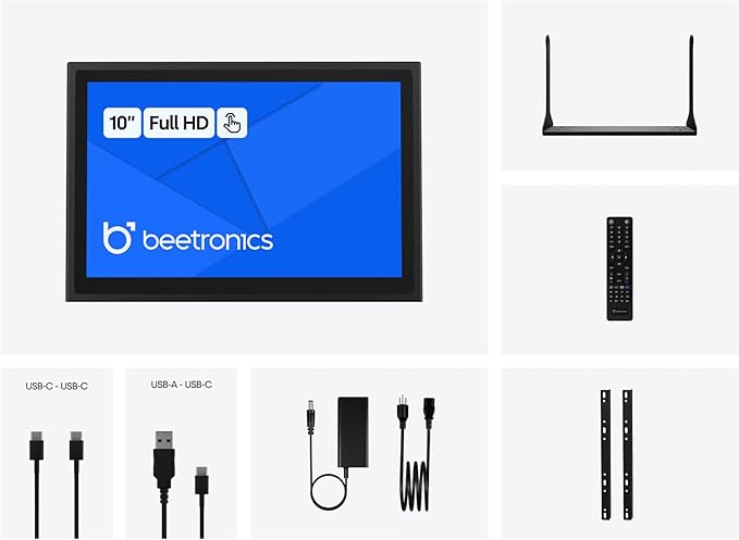 Beetronics 10 Inch Touchscreen Monitor | Full HD 1080p | 10TS7M – Industrial-Grade Professional 10-Point Multi Touch Display for PC Mac Linux – HDMI DisplayPort USB-C VGA Inputs