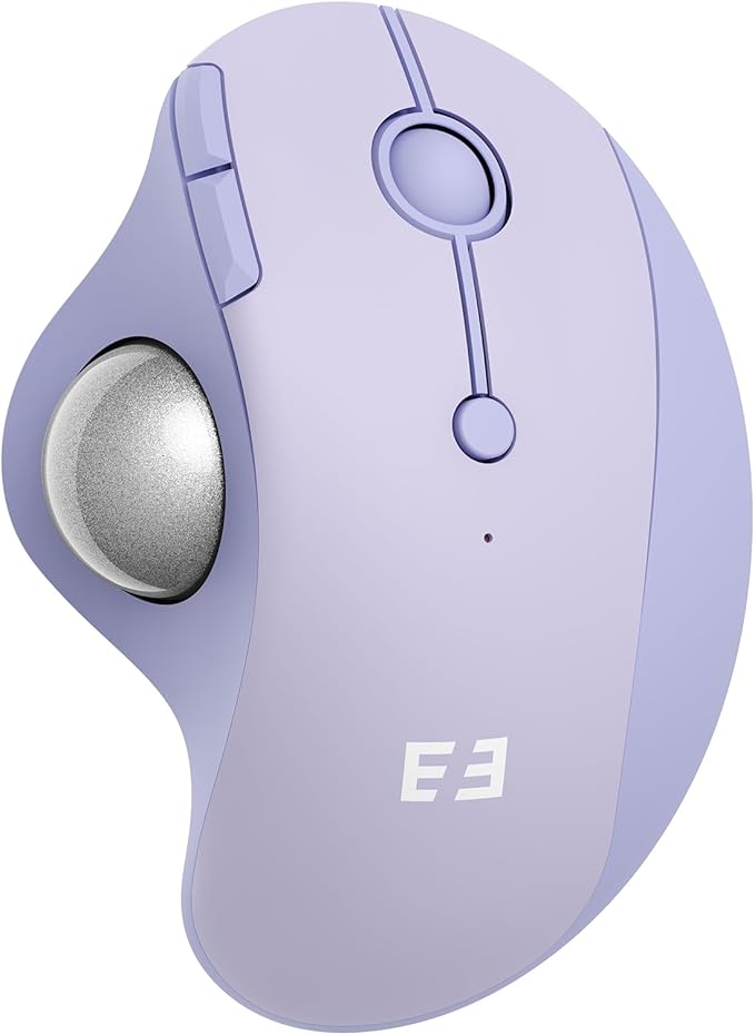 seenda Wireless Trackball Mouse Bluetooth - Ergonomic Rollerball Mouse Rechargeable 3 Device Connection Optical Mice Adjustable DPI Thumb Control Mice Compatible for Mac/Android/Windows-Light Purple