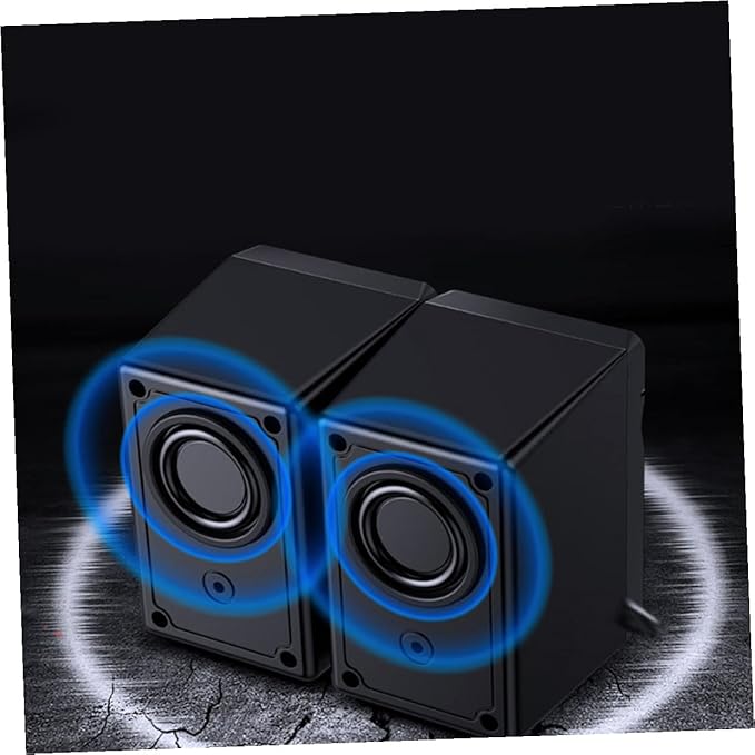 2pcs USB Wired Computer Speakers with Colorful RGB Lighting Surround Sound Subwoofer for Desktop Laptop Gaming and Office Use Compact Stereo Audio External Speakers with Powerful