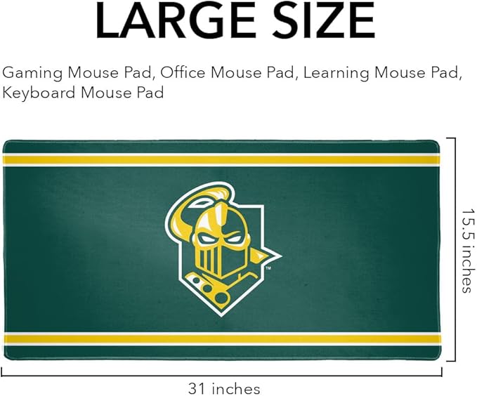 Clarkson University Golden Knights Primary Logo Stripes Large Gaming Mouse Pad Desk Mat with Stitched Edges Non-Slip Base for Gamer Home and Office 31.5 x 15.7