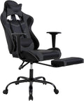 Gaming Chair for Adults - 250lbs Capacity Video Game Chair with Footrest &amp Lumbar Support Ergonomic 360° Swivel Height Adjustable Office Gamer Chair Heavy-Duty PU Leather (Grey)