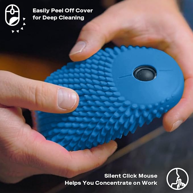 HedgeHog Health Hoglet Wireless Computer Mouse – Cute Functional and Tactile Fidget Tool. Combines Stress Relief with Comfort and Style Perfect for Enhancing Focus and Productivity (Blue)