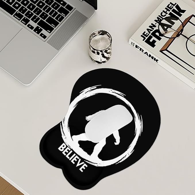 Mousepad Believe Bigfoot Sasquatch Ergonomic Wrist Support Non-Slip Base Mouse Mat with Wrist Rest Computer Mousemat for Desk Work Accessories Pad