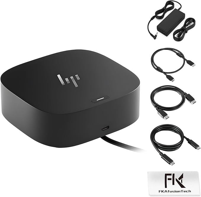 HP Docking Station for Dual Monitor Bundle - 1 Year Warranty HP USB-C G5 Dock for USB-C &amp Thunderbolt Laptop with 120W AC Adapter + HDMI &amp DisplayPort Cables + USB Cable