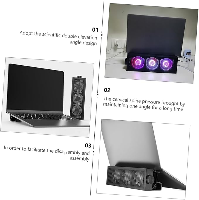 Gadpiparty RGB Adjustable Laptop Cooling Stand 3-Speed Fan Practical Heat Dissipation Rack for Gaming and Home Use Compatible 15-17 inch Notebooks