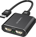 DisplayPort to Dual HDMI Adapter 1 in 2 Out 4K60Hz Display Port DP 1.4 to 2 HDMI Splitter for PC Graphics Card Monitor Supports Windows Extended Mode [MacOS Only Mirror Mode] No DP Cables