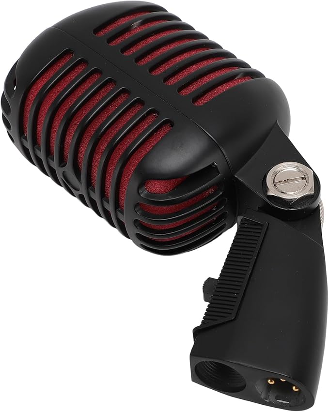 Vintage Dynamic Microphone Zinc Alloy Cardioid Mic with High Signal Output for Studio and Stage Performance (Black)