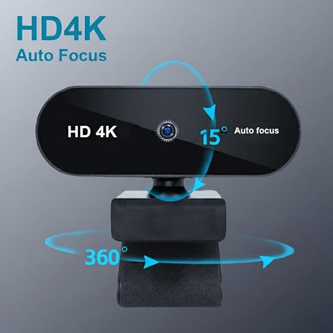 Genérico 4K Webcam for Laptop Automatic Camera with Microphone USB and Playback for Streaming/Video Calling 90° Field of View