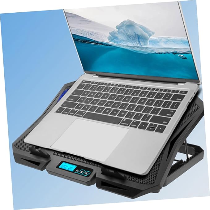 Laptop Cooling Pad 15.6-inch Quiet Cooling Fan Stand with Adjustable Speed and Blue Light for Portable Laptop Heat Dissipation Compatible with Gaming and Office Use