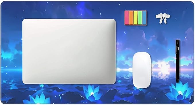 Blue Glowing Night Sky Desk Cover MatExtended Large Mouse PadComputer Laptop Mat Desk Decor for Office Game Home 30x16 Inch
