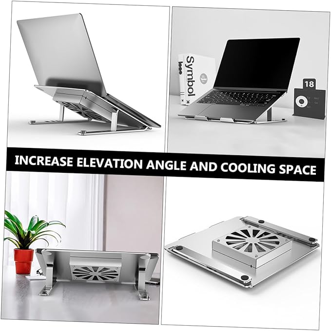 Kisangel Aluminum Alloy Laptop Cooling Pad with Quiet Dual Fans and Adjustable Stand USB Powered Cooler for Home and Office Use Silver
