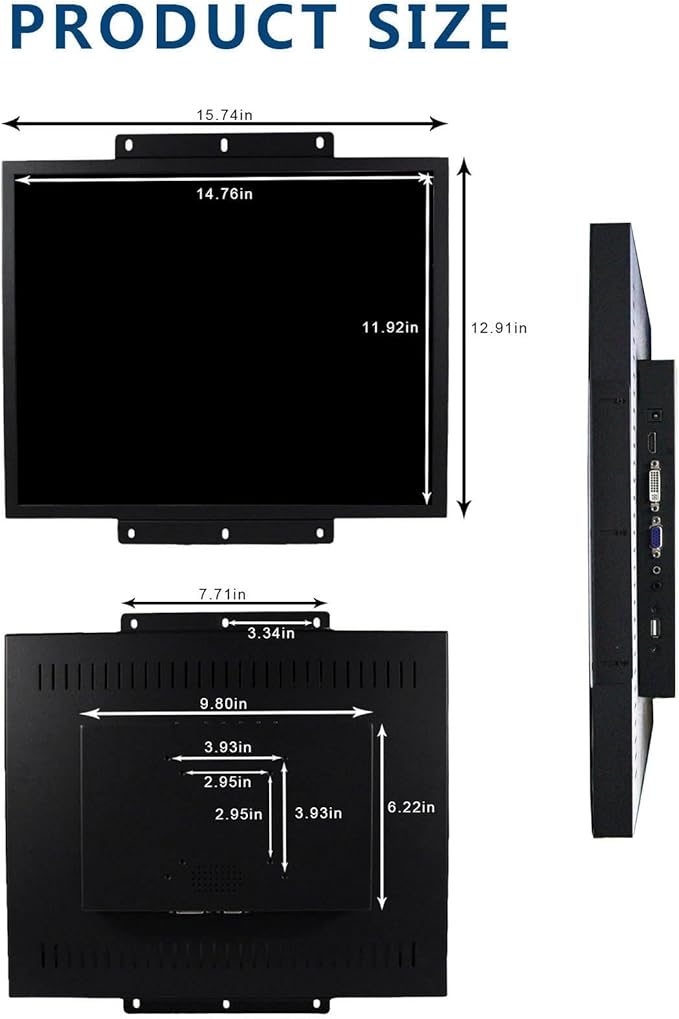 VSDISPLAY 19Inch LCD Monitor 1280x1024 High Brightness Display Support VGA/DVI Video Inputfor Gaming/Industrial Secondary Monitor