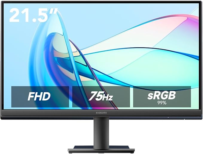 XIAOMI A22i 22 inch Monitor 75Hz high Refresh Rate IPS Hard Screen 7.5mm Ultra-Slim Body 1080p FHD Resolution ∆Е&lt2 Factory Color Calibration HGMI &amp VGA Easy mounting