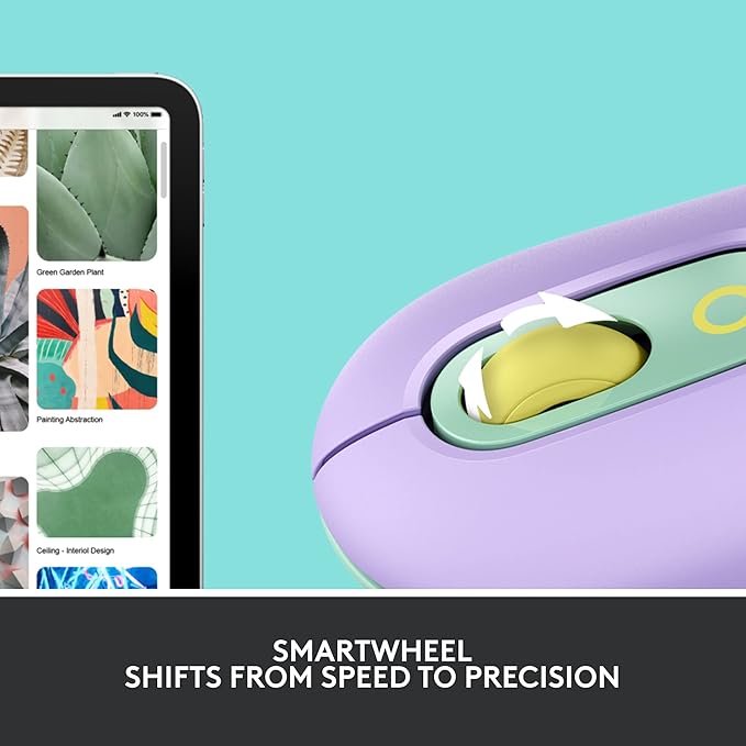 Logitech POP Mouse Wireless Mouse with Customizable Emojis SilentTouch Technology Precision/Speed Scroll Compact Design Bluetooth Multi-Device OS Compatible - Daydream Mint