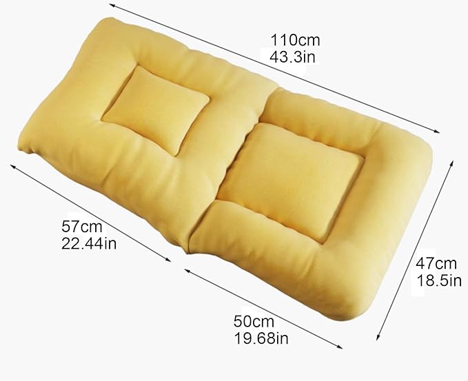 Floor Folding Chair Gaming Sofa Recliner with 5 Adjustable Backrest Bedroom Balcony Armless Reading Chair for Living Room No Assembly Required(Yellow)