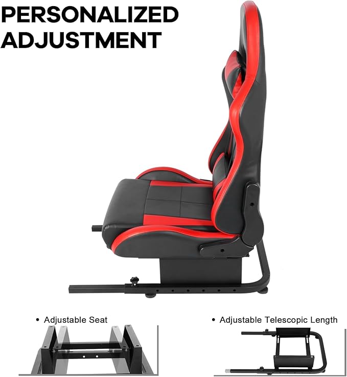 Anman Racing Simulator Cockpit Red Seat/Flight Sim Game Chair with Neck Pillow Lumbar and Matching Bottom Support BracketSeat Belt Drilling Support for DIY